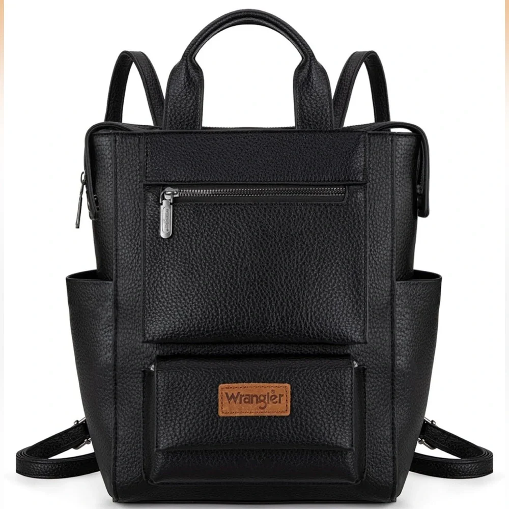 Wrangler Black Leather Backpack